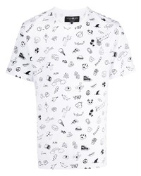 T-shirt girocollo stampata bianca e nera di Hydrogen
