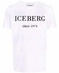 T-shirt girocollo stampata bianca e nera di Iceberg