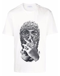 T-shirt girocollo stampata bianca e nera di Ih Nom Uh Nit