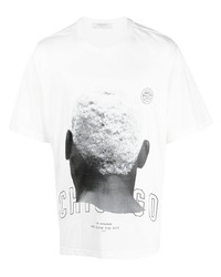 T-shirt girocollo stampata bianca e nera di Ih Nom Uh Nit