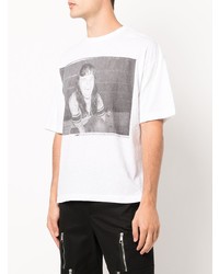 T-shirt girocollo stampata bianca e nera di YMC