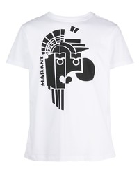 T-shirt girocollo stampata bianca e nera di Isabel Marant
