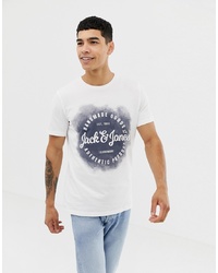 T-shirt girocollo stampata bianca e nera di Jack & Jones