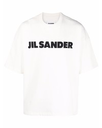 T-shirt girocollo stampata bianca e nera di Jil Sander