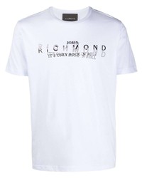 T-shirt girocollo stampata bianca e nera di John Richmond