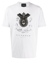 T-shirt girocollo stampata bianca e nera di John Richmond