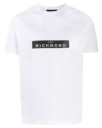 T-shirt girocollo stampata bianca e nera di John Richmond