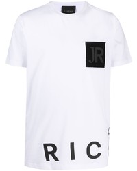 T-shirt girocollo stampata bianca e nera di John Richmond