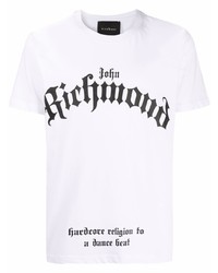 T-shirt girocollo stampata bianca e nera di John Richmond