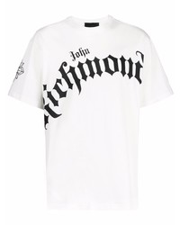 T-shirt girocollo stampata bianca e nera di John Richmond