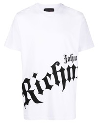 T-shirt girocollo stampata bianca e nera di John Richmond