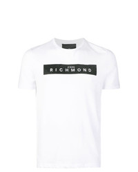 T-shirt girocollo stampata bianca e nera di John Richmond