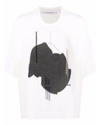 T-shirt girocollo stampata bianca e nera di Julius