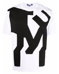 T-shirt girocollo stampata bianca e nera di Junya Watanabe MAN