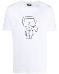 T-shirt girocollo stampata bianca e nera di Karl Lagerfeld