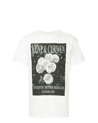 T-shirt girocollo stampata bianca e nera di Kent & Curwen