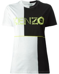T-shirt girocollo stampata bianca e nera di Kenzo