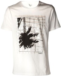 T-shirt girocollo stampata bianca e nera di Kenzo