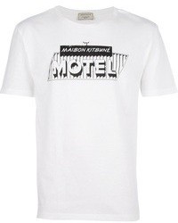 T-shirt girocollo stampata bianca e nera di Kitsune