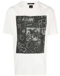 T-shirt girocollo stampata bianca e nera di Ksubi