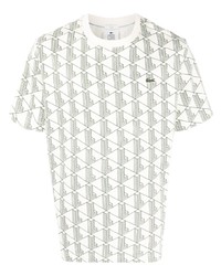 T-shirt girocollo stampata bianca e nera di Lacoste