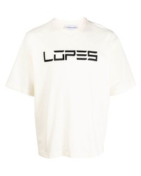 T-shirt girocollo stampata bianca e nera di Leandro Lopes