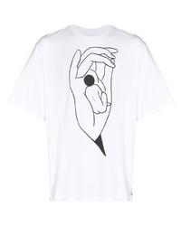 T-shirt girocollo stampata bianca e nera di Lemaire