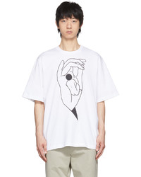 T-shirt girocollo stampata bianca e nera di Lemaire