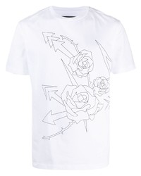 T-shirt girocollo stampata bianca e nera di Les Hommes