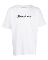 T-shirt girocollo stampata bianca e nera di Liberaiders