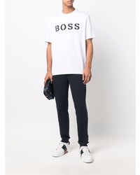 T-shirt girocollo stampata bianca e nera di BOSS
