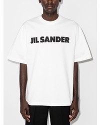 T-shirt girocollo stampata bianca e nera di Jil Sander