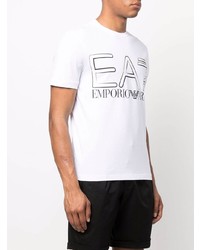 T-shirt girocollo stampata bianca e nera di Ea7 Emporio Armani