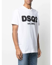 T-shirt girocollo stampata bianca e nera di DSQUARED2