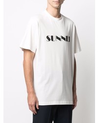 T-shirt girocollo stampata bianca e nera di Sunnei