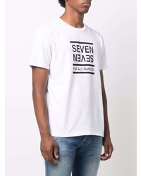 T-shirt girocollo stampata bianca e nera di 7 For All Mankind