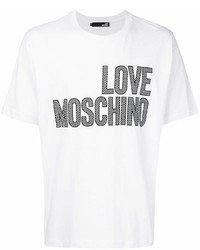 T-shirt girocollo stampata bianca e nera di Love Moschino