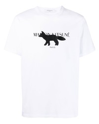 T-shirt girocollo stampata bianca e nera di MAISON KITSUNÉ