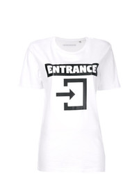 T-shirt girocollo stampata bianca e nera di Manokhi