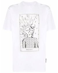 T-shirt girocollo stampata bianca e nera di Marine Serre