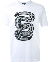 T-shirt girocollo stampata bianca e nera di Markus Lupfer