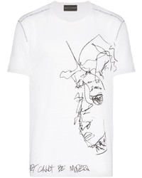 T-shirt girocollo stampata bianca e nera di Martin Diment