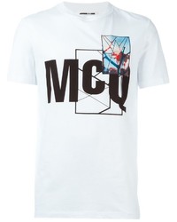 T-shirt girocollo stampata bianca e nera di McQ by Alexander McQueen