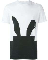 T-shirt girocollo stampata bianca e nera di McQ by Alexander McQueen