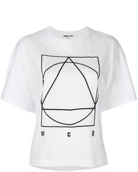 T-shirt girocollo stampata bianca e nera di MCQ