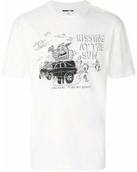 T-shirt girocollo stampata bianca e nera di McQ