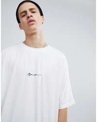 T-shirt girocollo stampata bianca e nera di Mennace