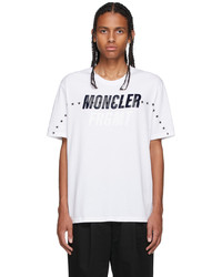 T-shirt girocollo stampata bianca e nera di Moncler Genius