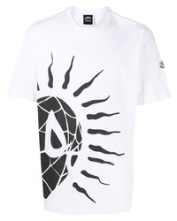 T-shirt girocollo stampata bianca e nera di Moncler