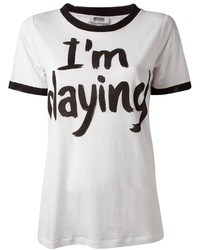 T-shirt girocollo stampata bianca e nera di Moschino Cheap & Chic